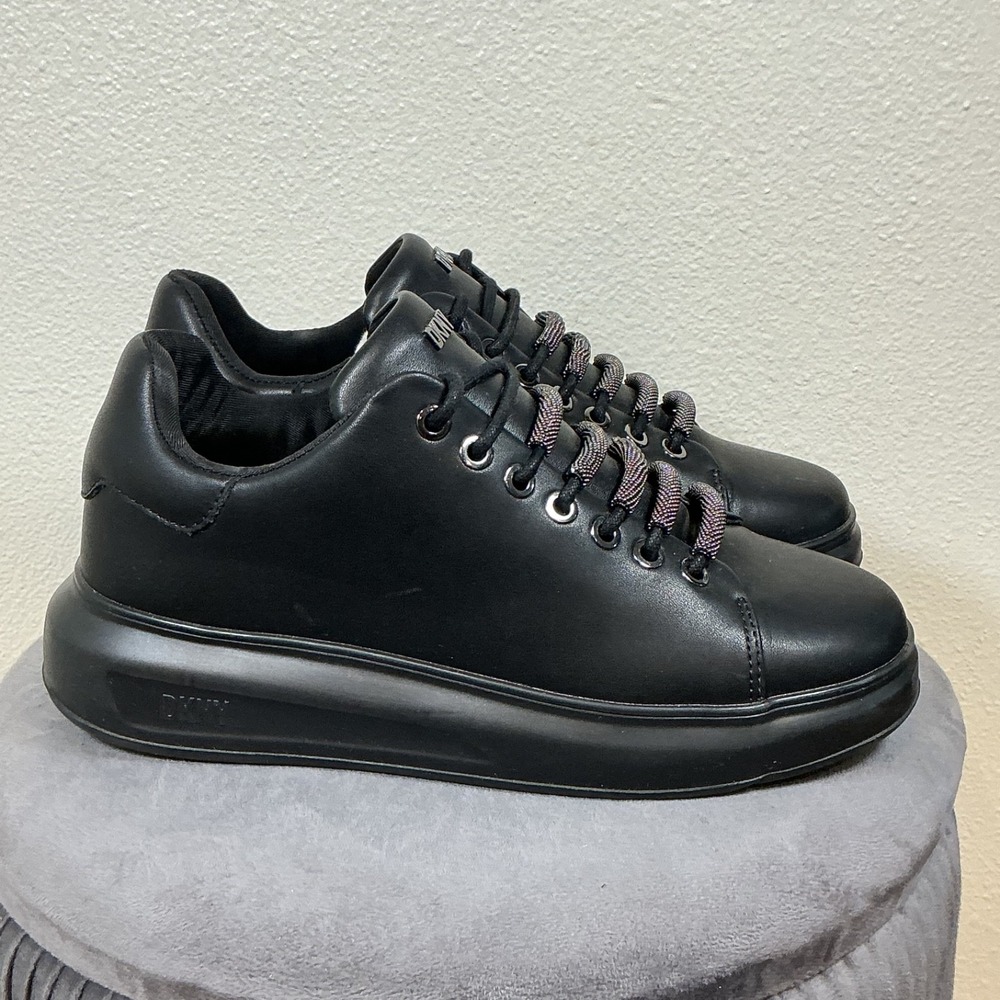 DKNY Women's Jewel Lace-Up Low-Top Sneakers Black US 7.5M EUR 38B